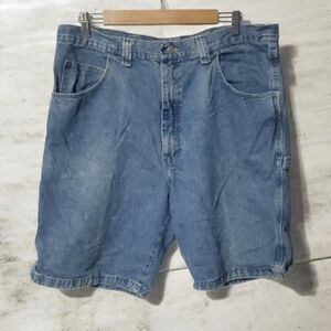 Wrangler Carpenter Shorts Men's 36 Blue Denim Jean Carpenter Jorts Sk8 Worn In